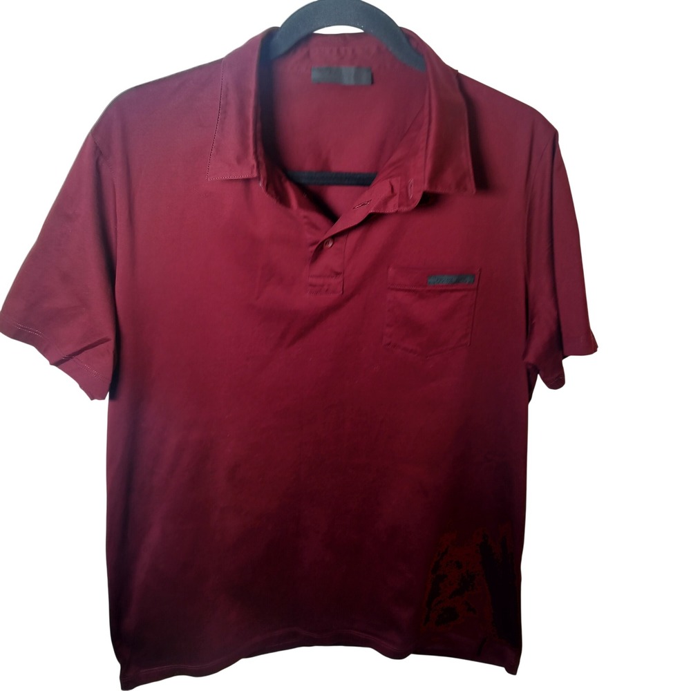 Prada Mens Burgundy Short Sleeve Pocket Polo Shirt XL UJN007 R131 1GAW